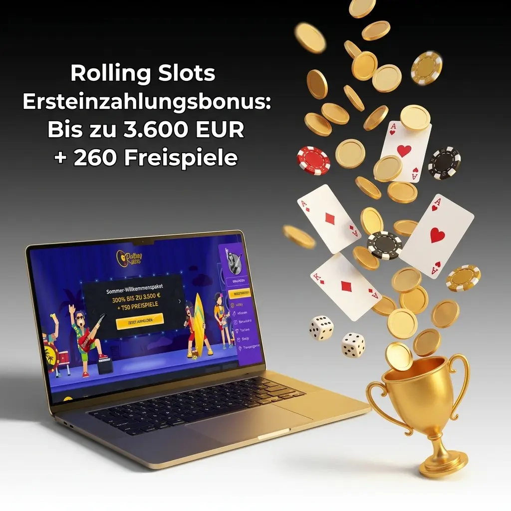 Rolling Slots Willkommensbonus bis zu 3.600 EUR und 260 Freispiele
