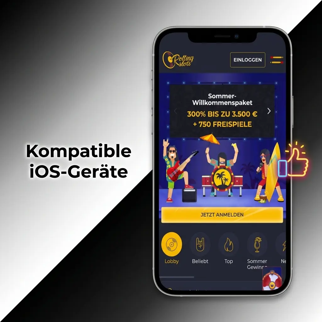 Kompatible iOS-Geräte für die Rolling Slots App