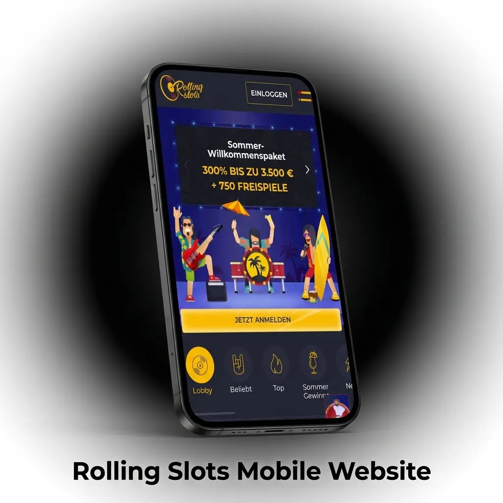 Rolling Slots mobile website on smartphone and tablet
