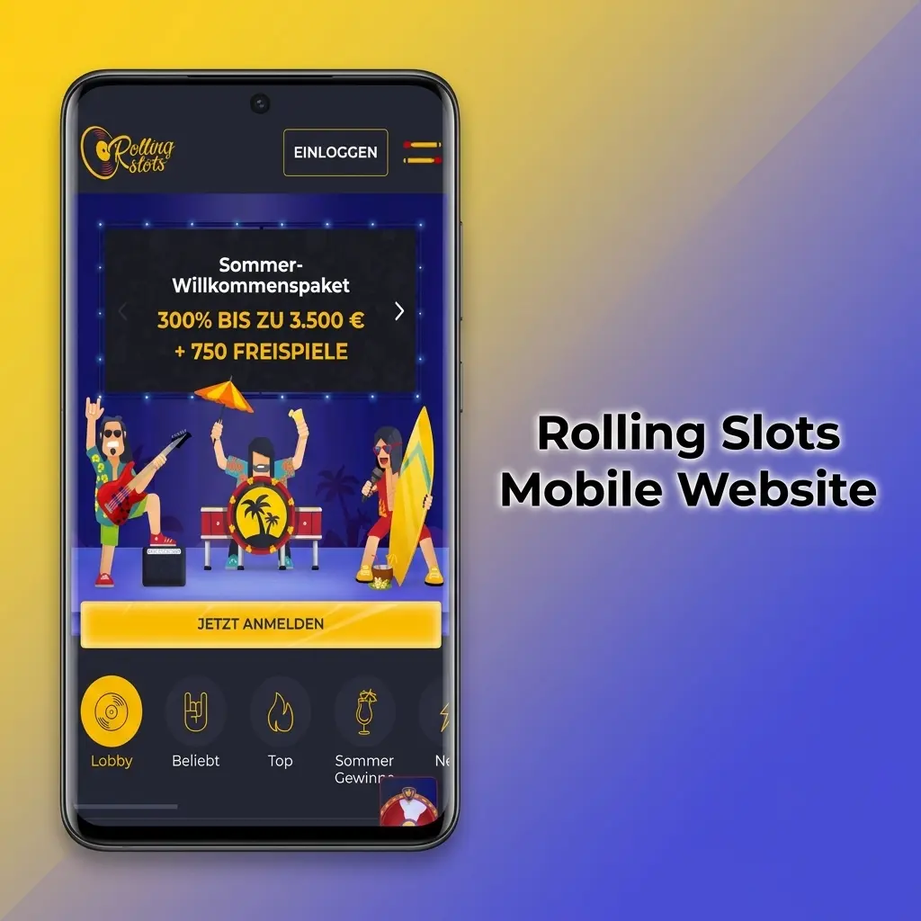 Rolling Slots Mobile Website auf Smartphone und Tablet