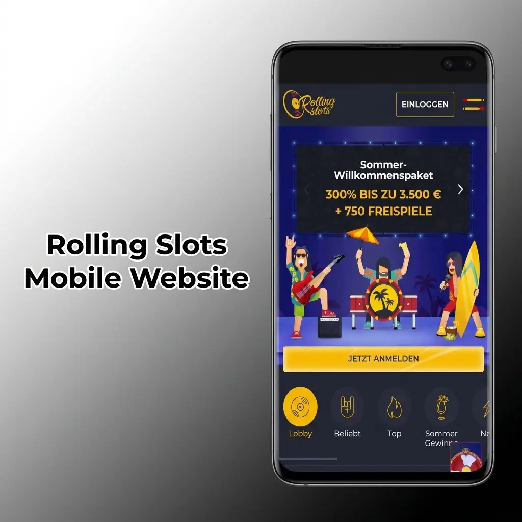 Rolling Slots Mobile Website auf Smartphone und Tablet