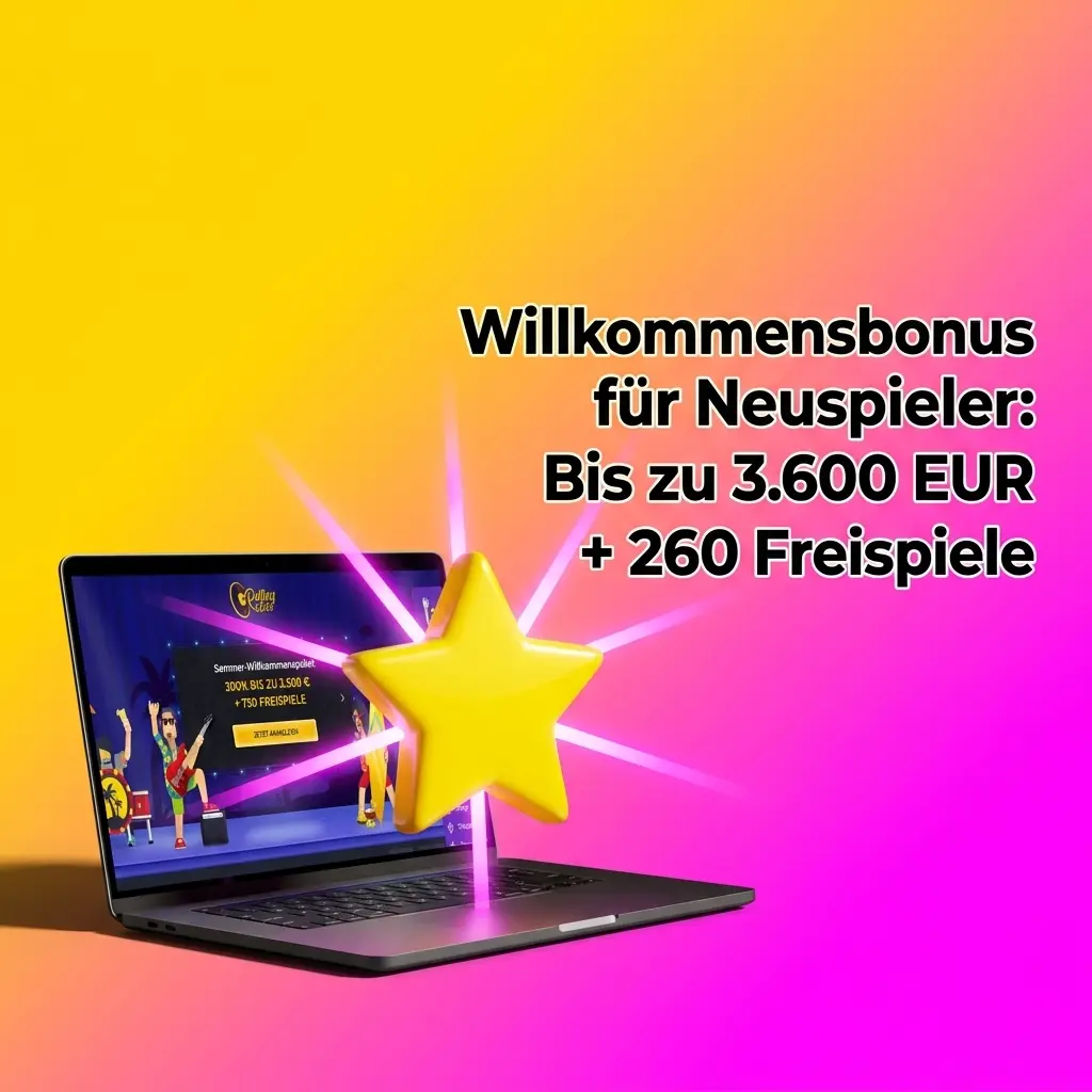 Rolling Slots Willkommensbonus bis zu 3.600 EUR und 260 Freispiele