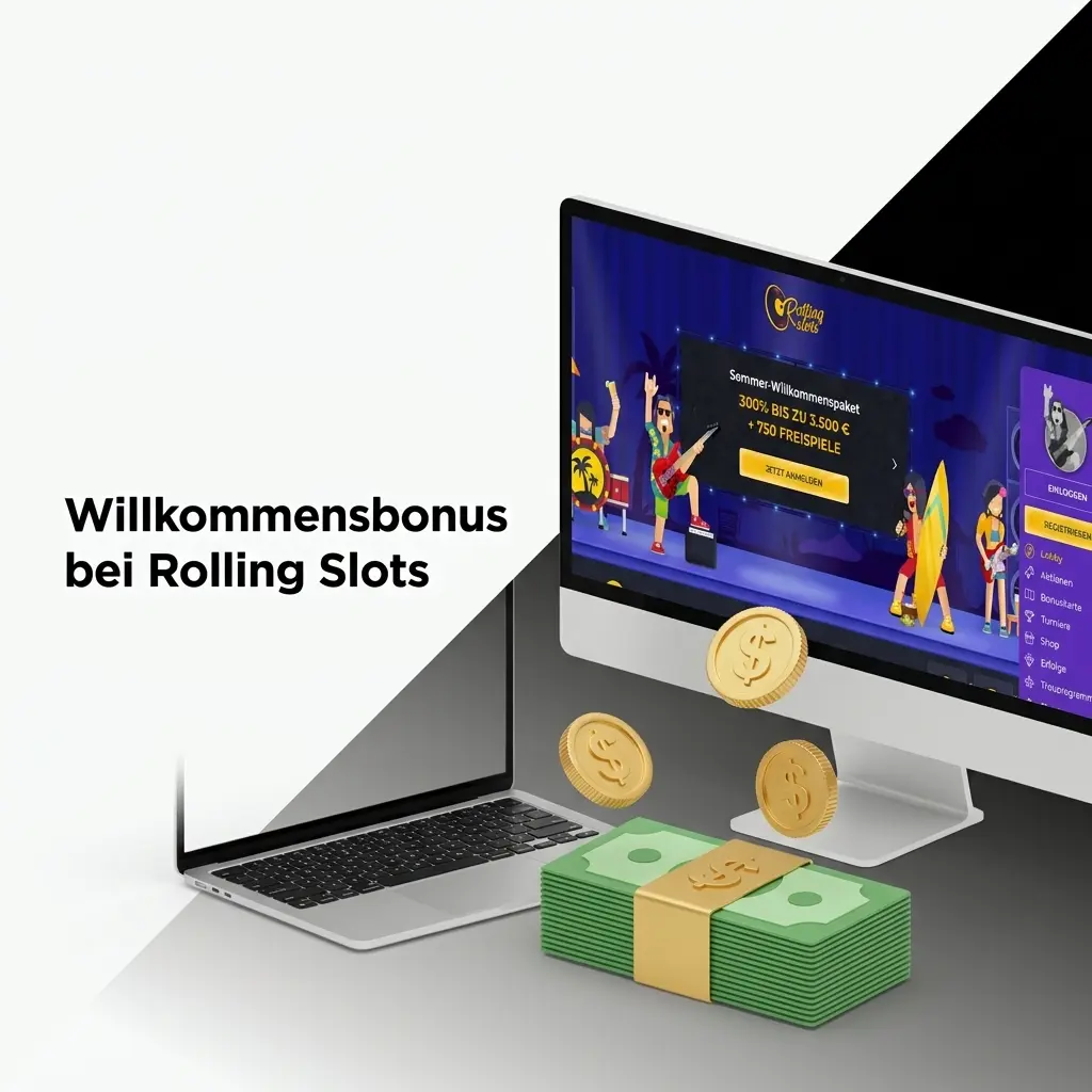 Willkommensbonus bei Rolling Slots – bis zu 3.600 EUR und 260 Freispiele